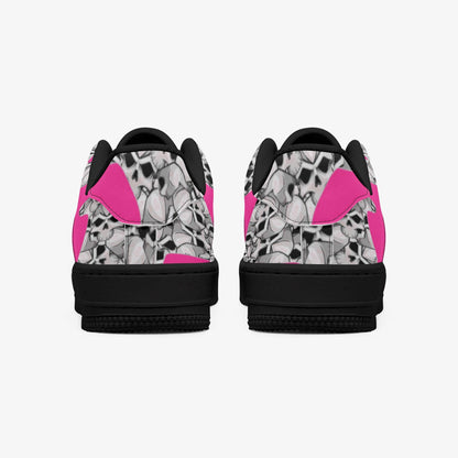 Skulls In Black Low-Top Leather Sports Sneakers - Black Sole