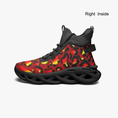 Vibrant Animal Print High-top Bounce Mesh Knit Sneakers