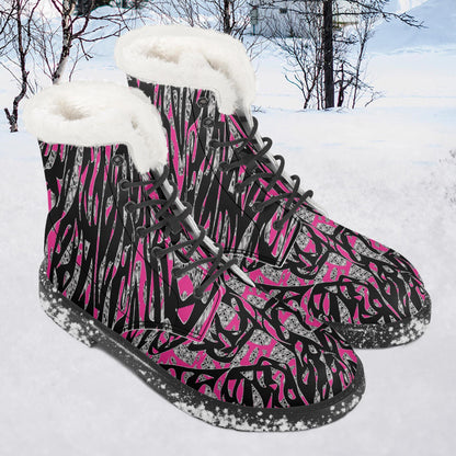 Skullfetti Faux Fur Leather Boots