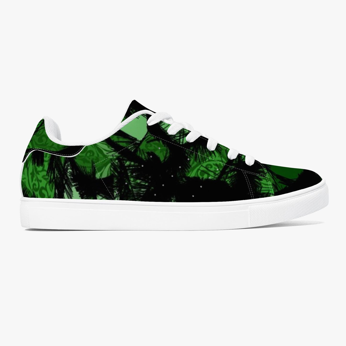 Green Fur Like  Classic Low-Top Leather Sneakers - White/Black