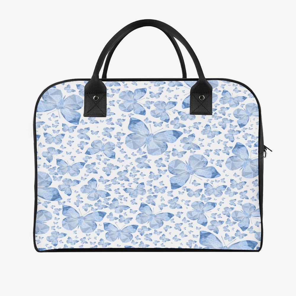 Blue Butterflies Large Travel Handbag