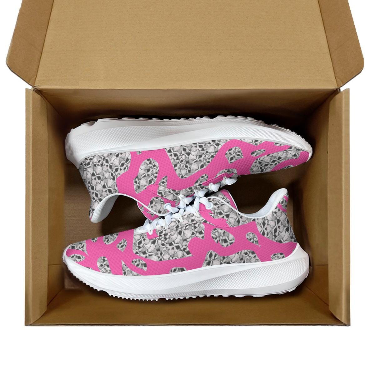 Skulls In Pink Waving Running Shoes