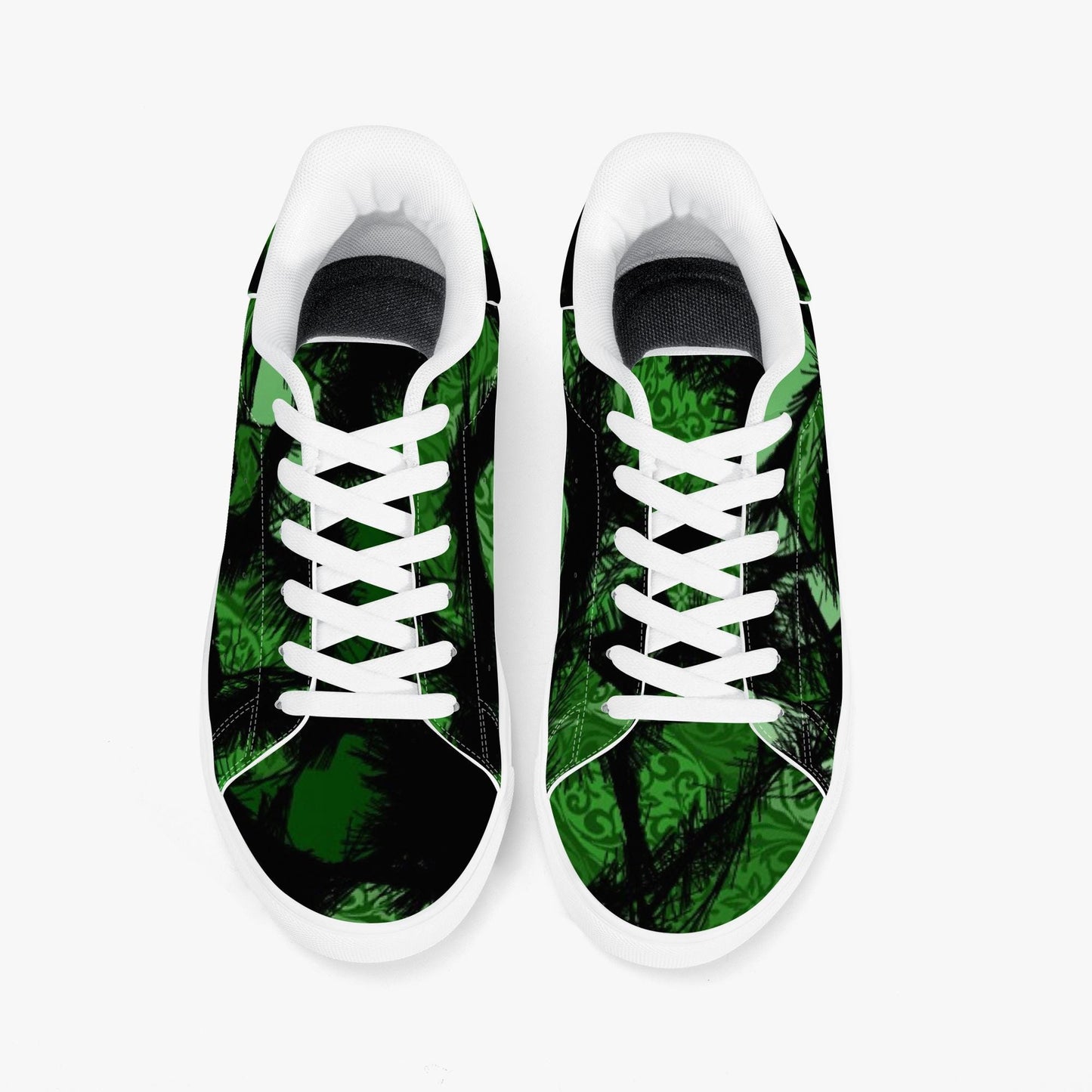 Green Fur Like  Classic Low-Top Leather Sneakers - White/Black