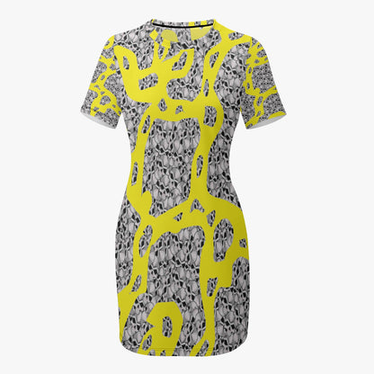 Skulls In Yellow Slim-fit Short-sleeved Dress