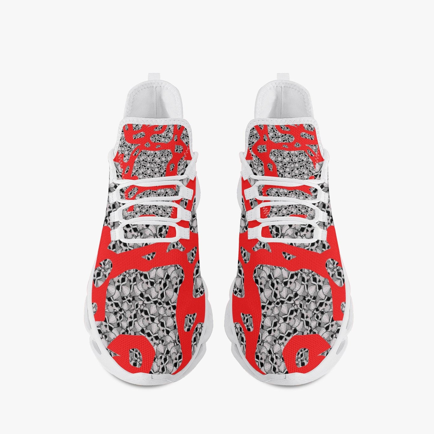 Skulls In Red Bounce Mesh Knit Sneakers - White