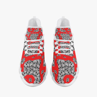 Skulls In Red Bounce Mesh Knit Sneakers - White