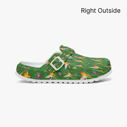 Humming Birds In Green EVA Nurse Clogs