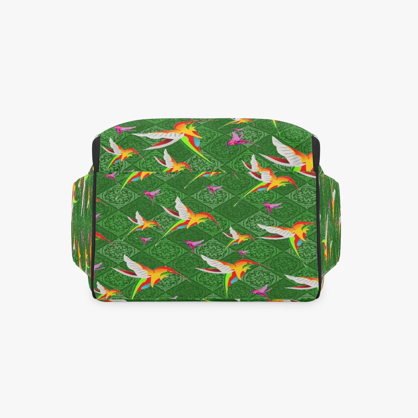 Humming Birds In Plaid Green Diaper Backpack