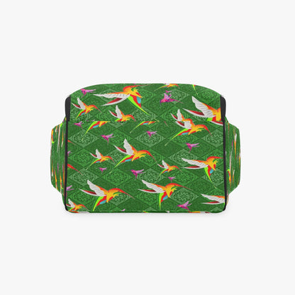 Humming Birds In Plaid Green Diaper Backpack