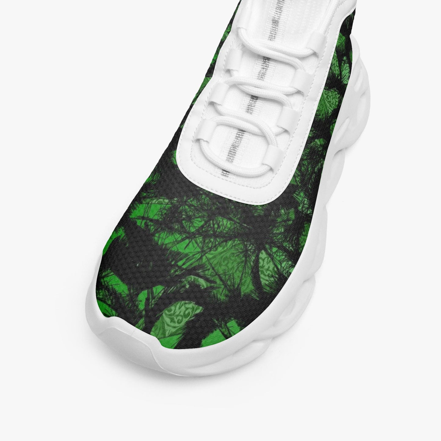 Green Fur Like  High-top Bounce Mesh Knit Sneakers