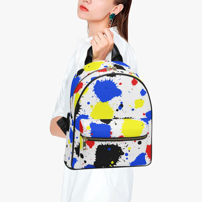Paint Drip All Over Printed PU Backpack
