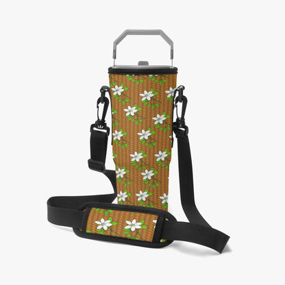 Floral In Plaid Tumbler Sleeve with Phone Holder