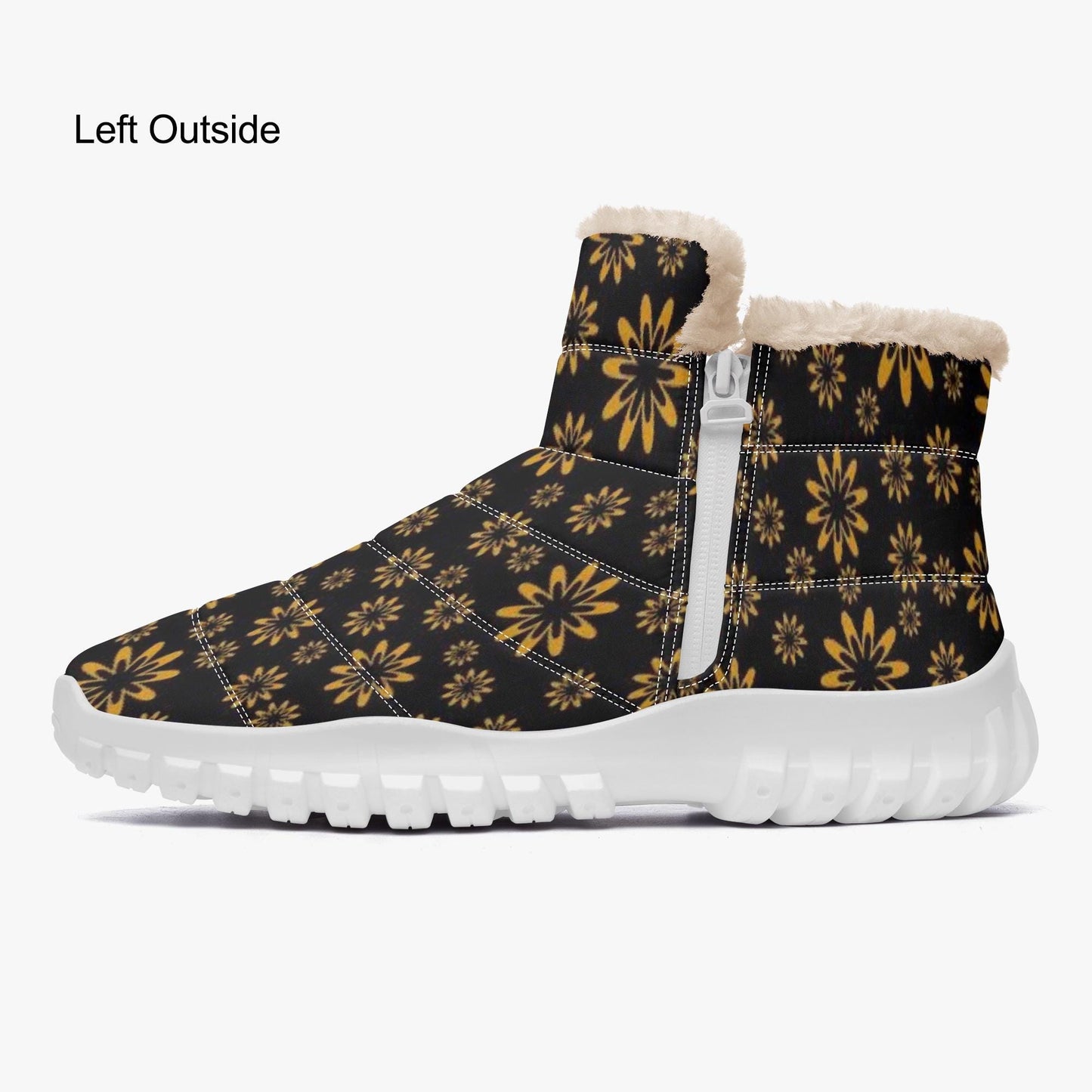 Flower Boomtelyah Cotton-pad Fur Zipper Up Boots