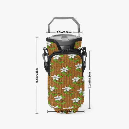 Floral In Plaid Tumbler Sleeve with Phone Holder