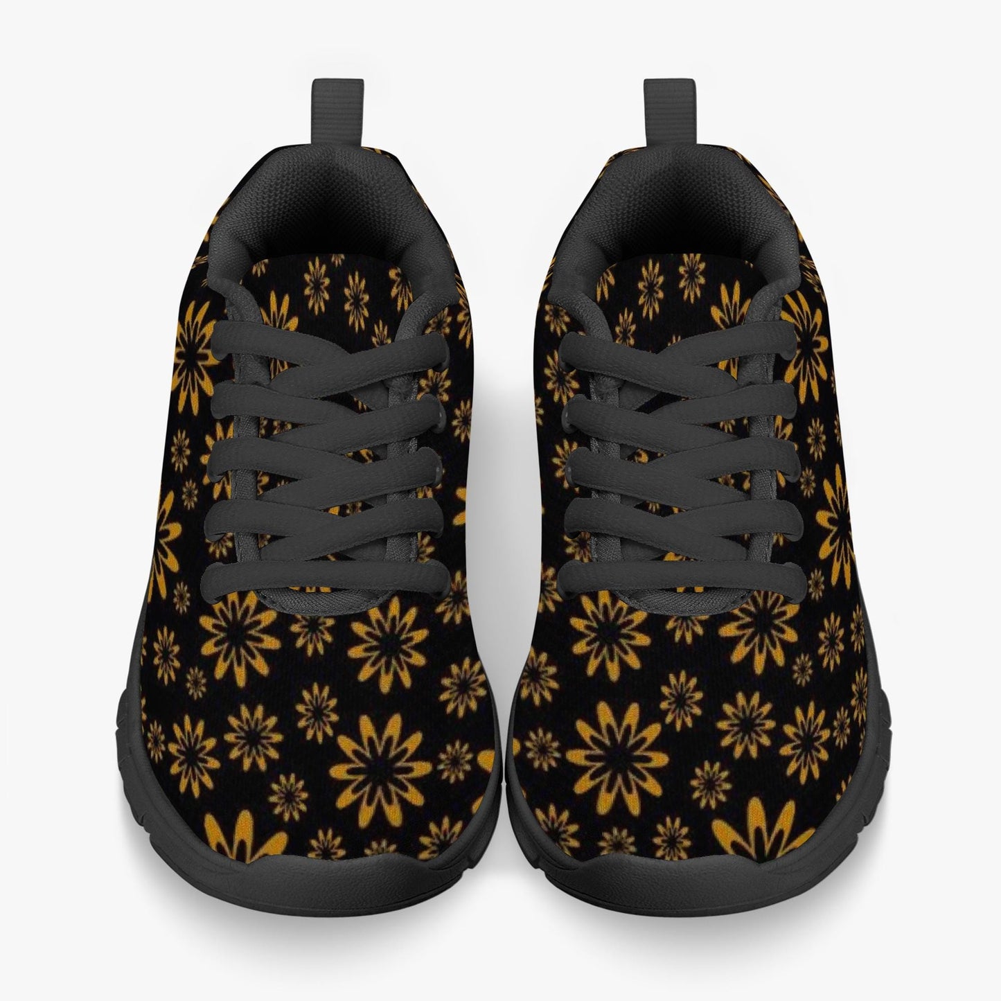 Flower Boomtelyah Kids Lightweight Mesh Sneakers - Black