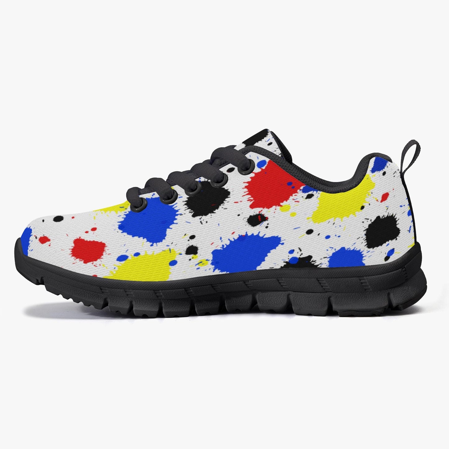 Paint Drip Lightweight Kids Mesh Sneakers - Black
