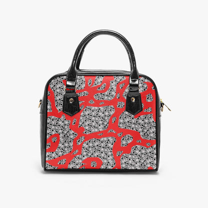 Skulls In Red Casual Leather Saddle Bag