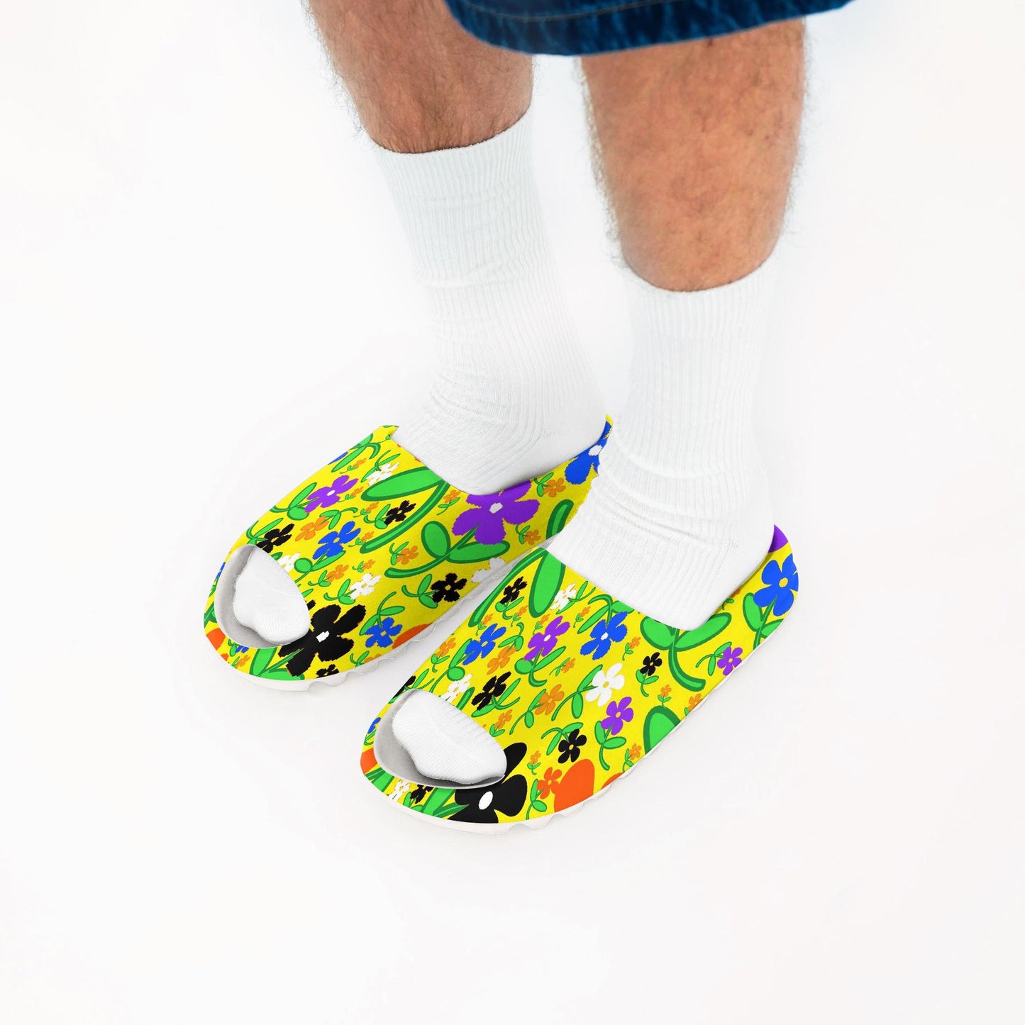 Colorful Flowers In Yellow  AOP Slides