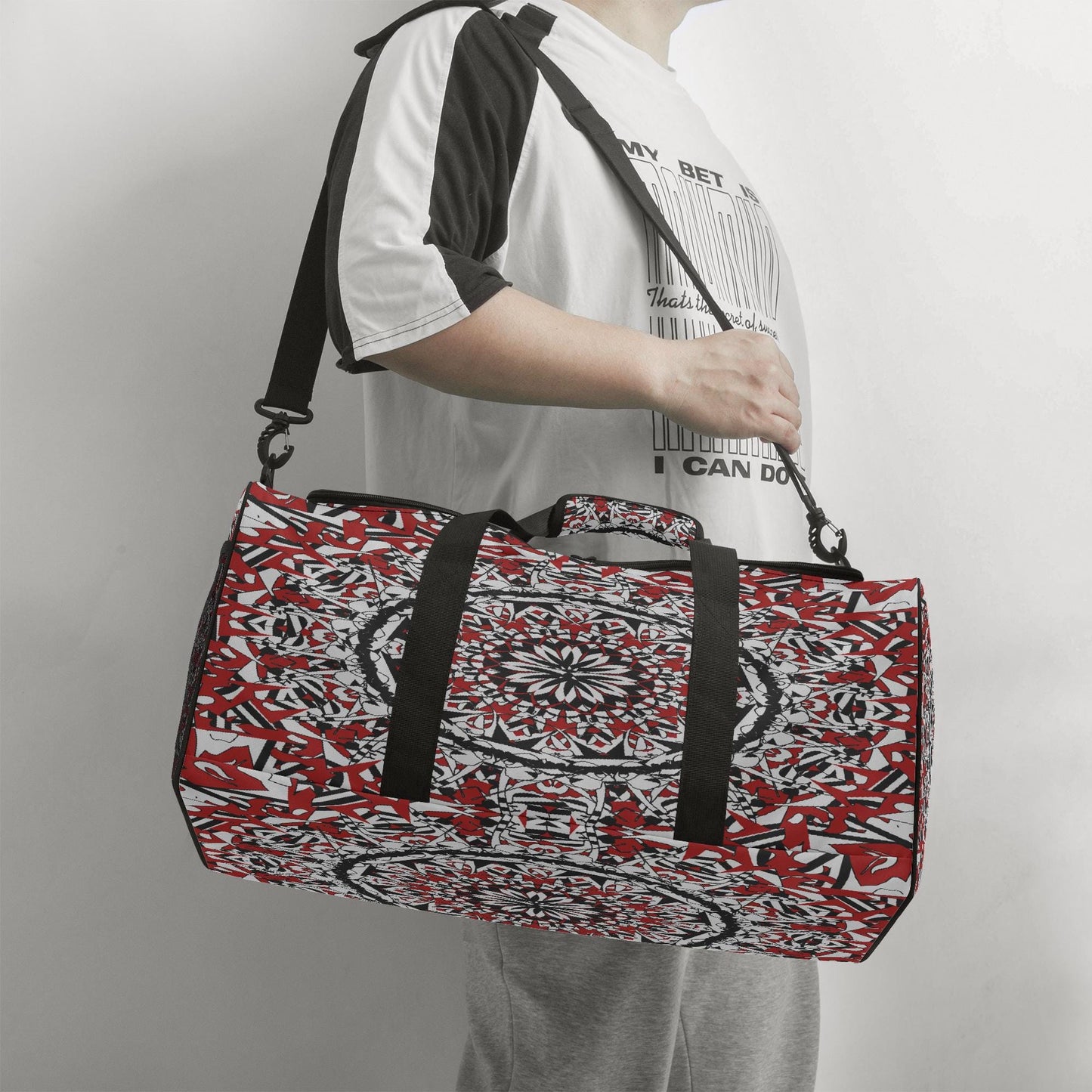 Flower Bloom In Red Duffel Bag