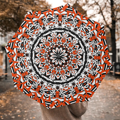 Flower Bloom In Orange Automatic Folding Umbrella
