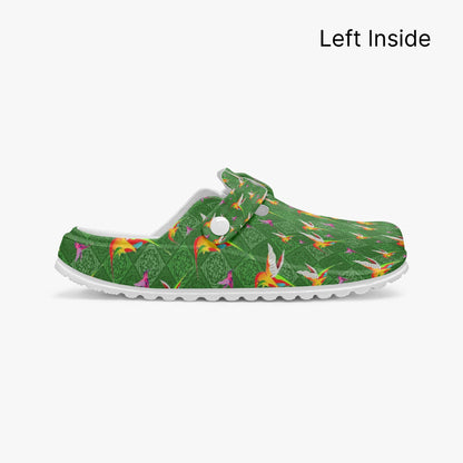 Humming Birds In Green EVA Nurse Clogs