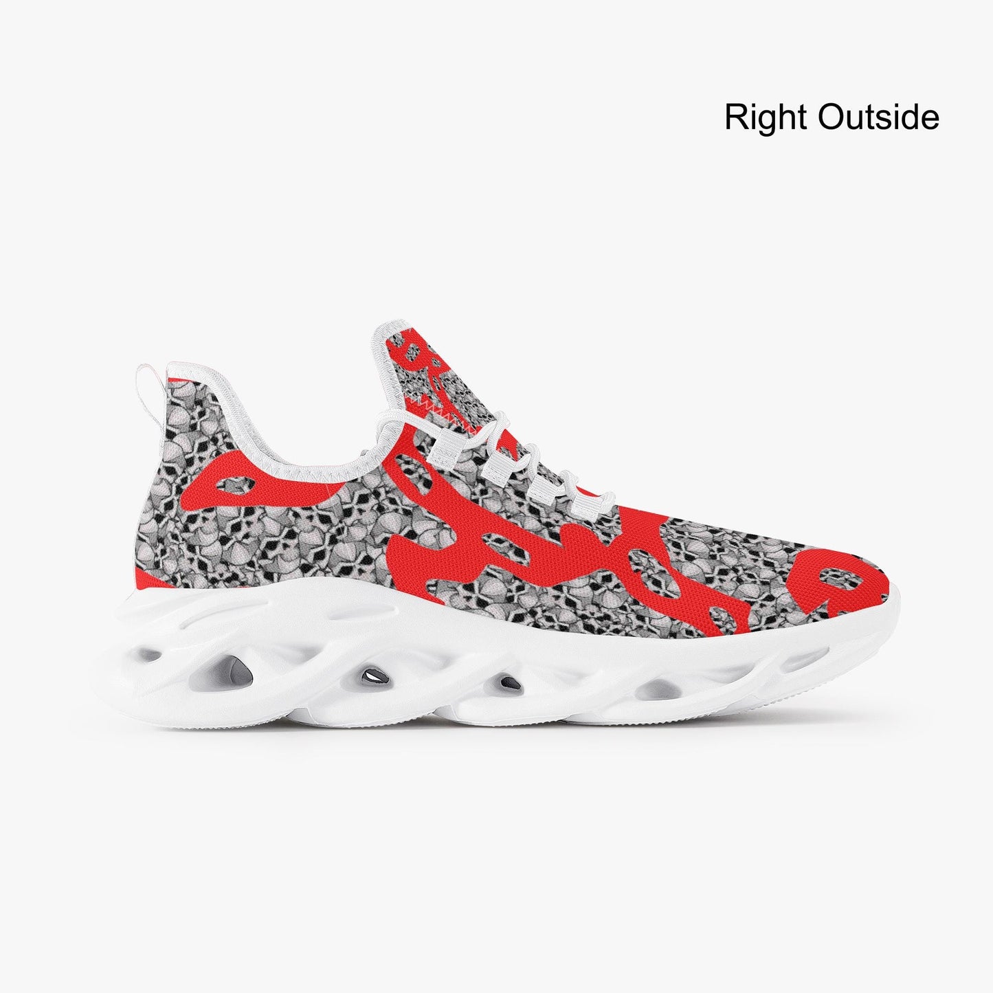 Skulls In Red Bounce Mesh Knit Sneakers - White