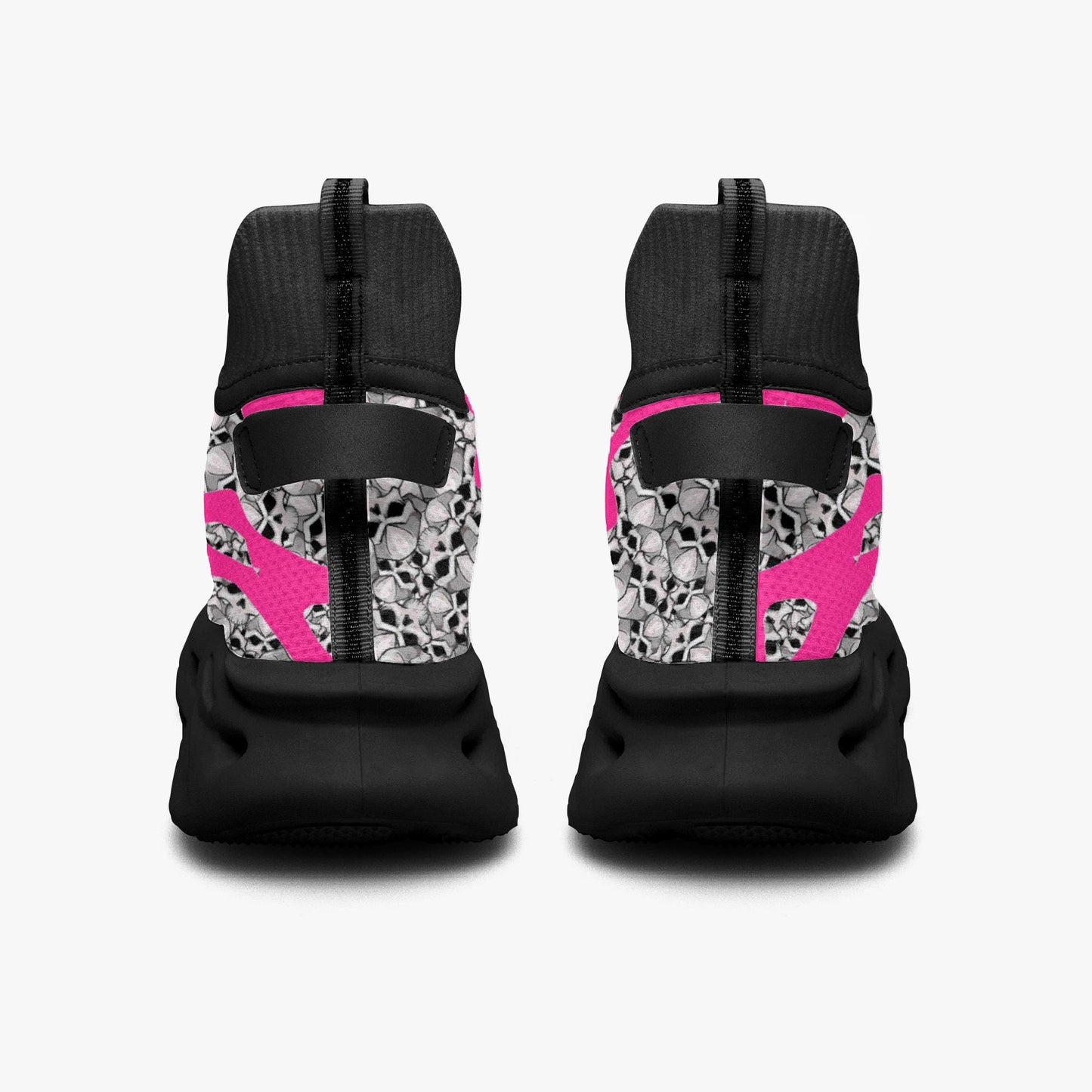 Skulls In Pink High-top Bounce Mesh Knit Sneakers