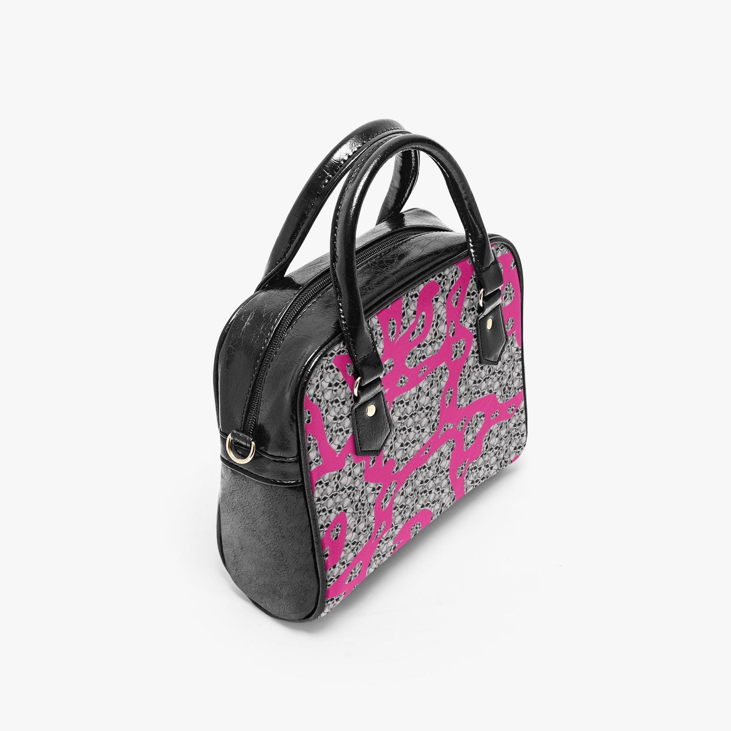 Skulls In Pink Casual Leather Saddle Bag