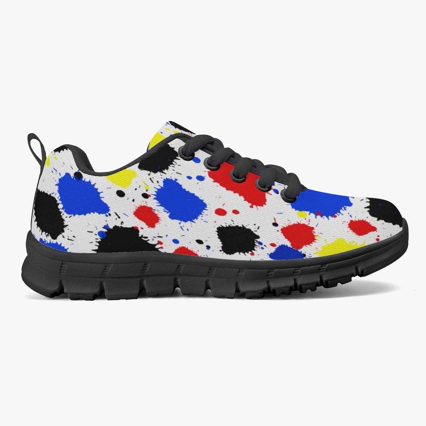 Paint Drip Lightweight Kids Mesh Sneakers - Black