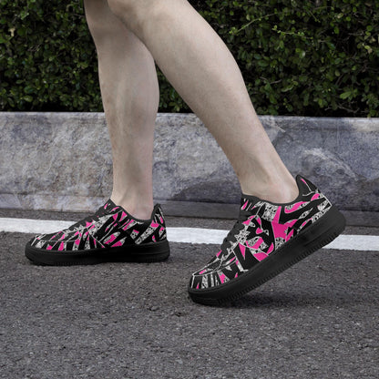 Skullfetti Low-Top Leather Sports Sneakers - Black Sole