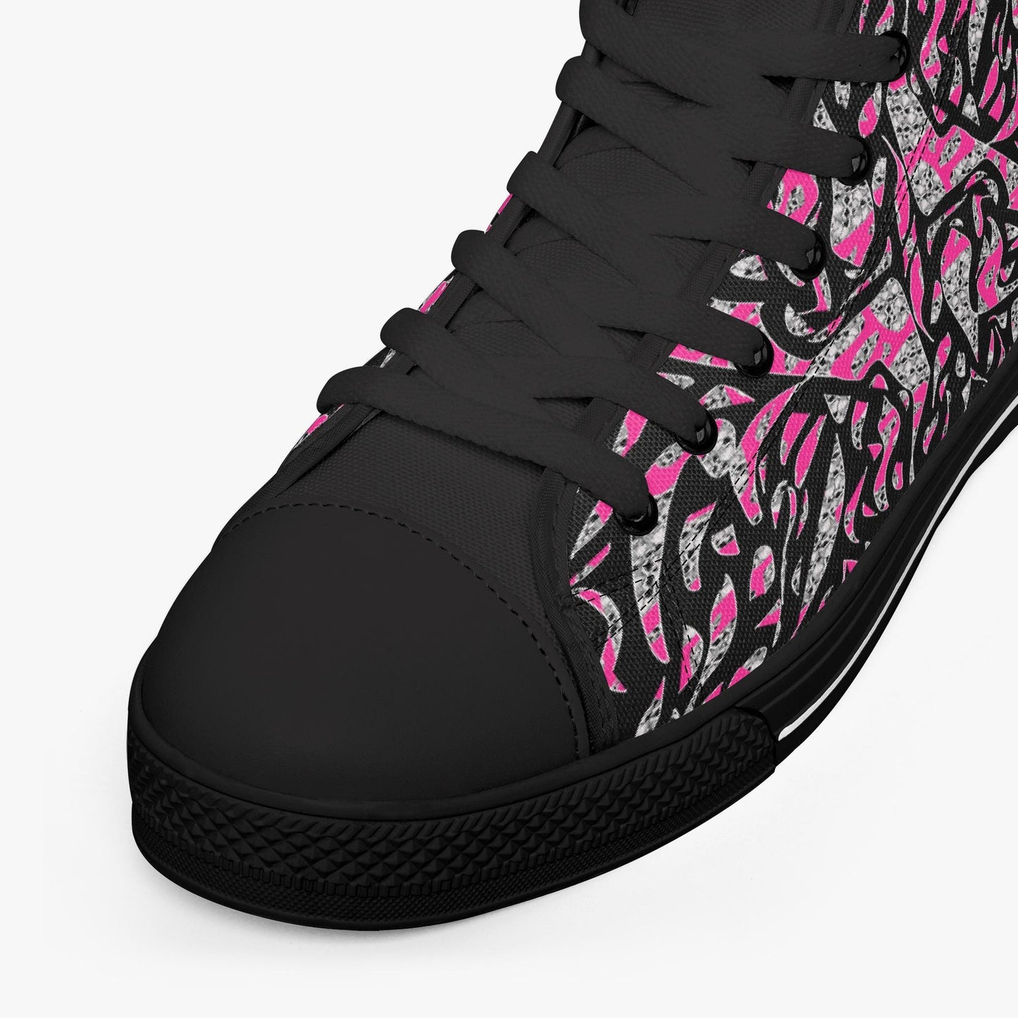 Skullfetti Classic High-Top Canvas Shoes - White/Black
