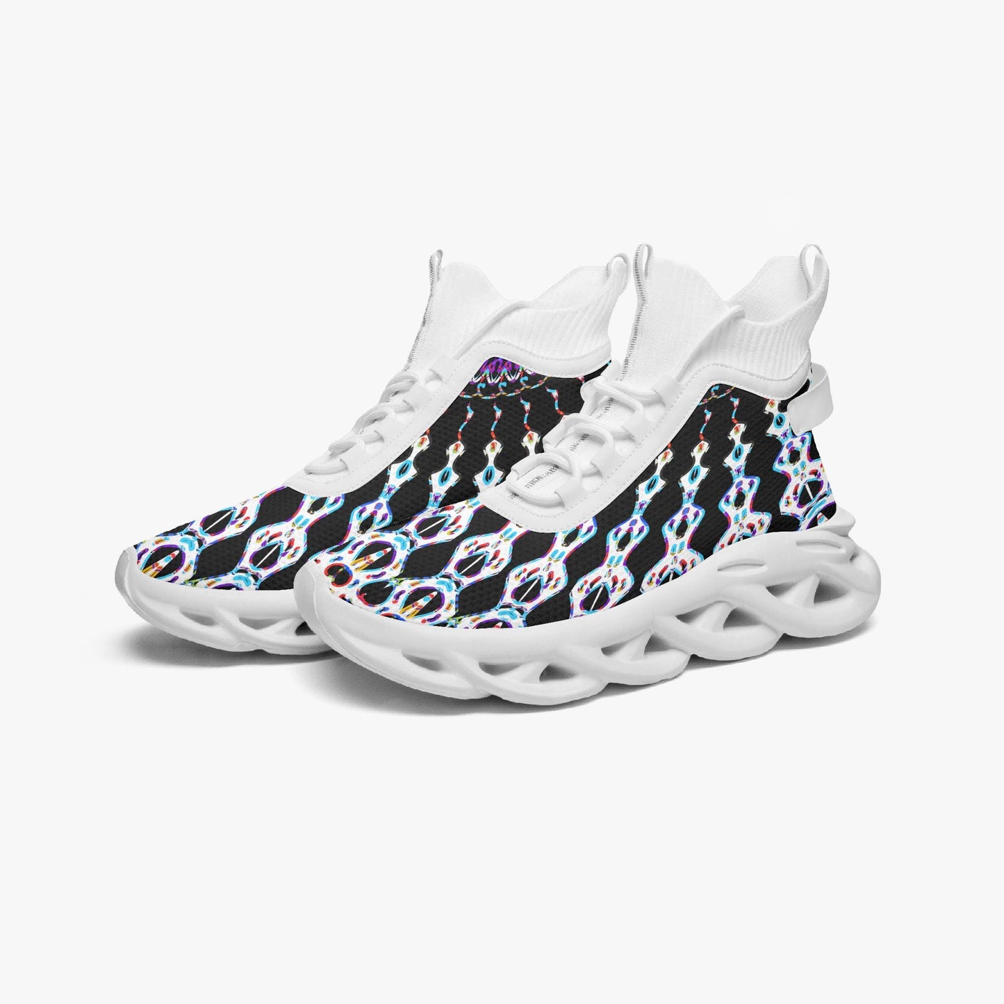 Web Wave High-top Bounce Mesh Knit Sneakers