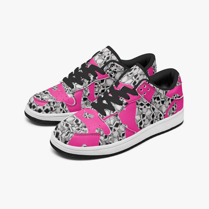 Skulls In Pink Dunk Stylish Low-Top Leather Sneakers
