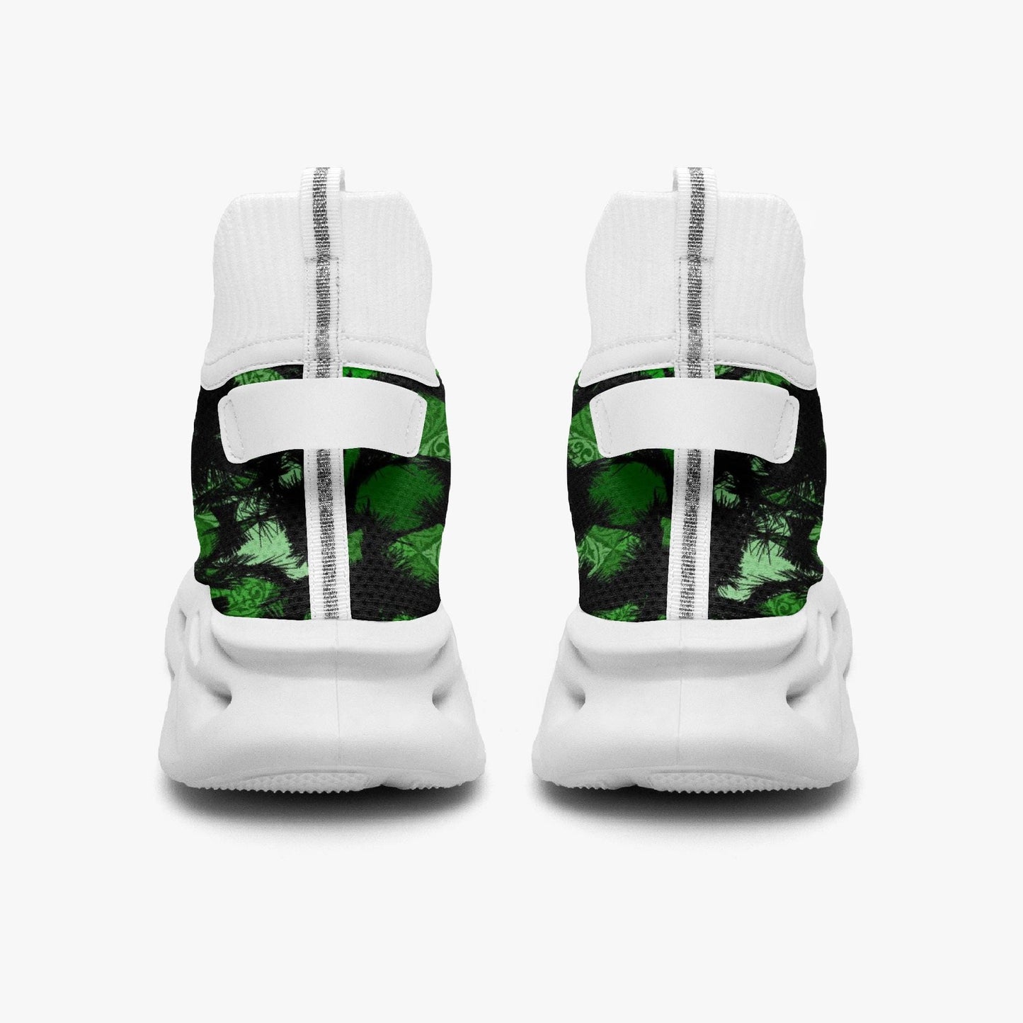 Green Fur Like  High-top Bounce Mesh Knit Sneakers
