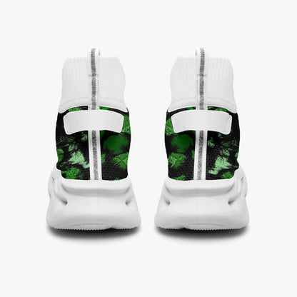 Green Fur Like  High-top Bounce Mesh Knit Sneakers