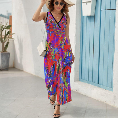 Splash Out V-neck Sleeveless Dress