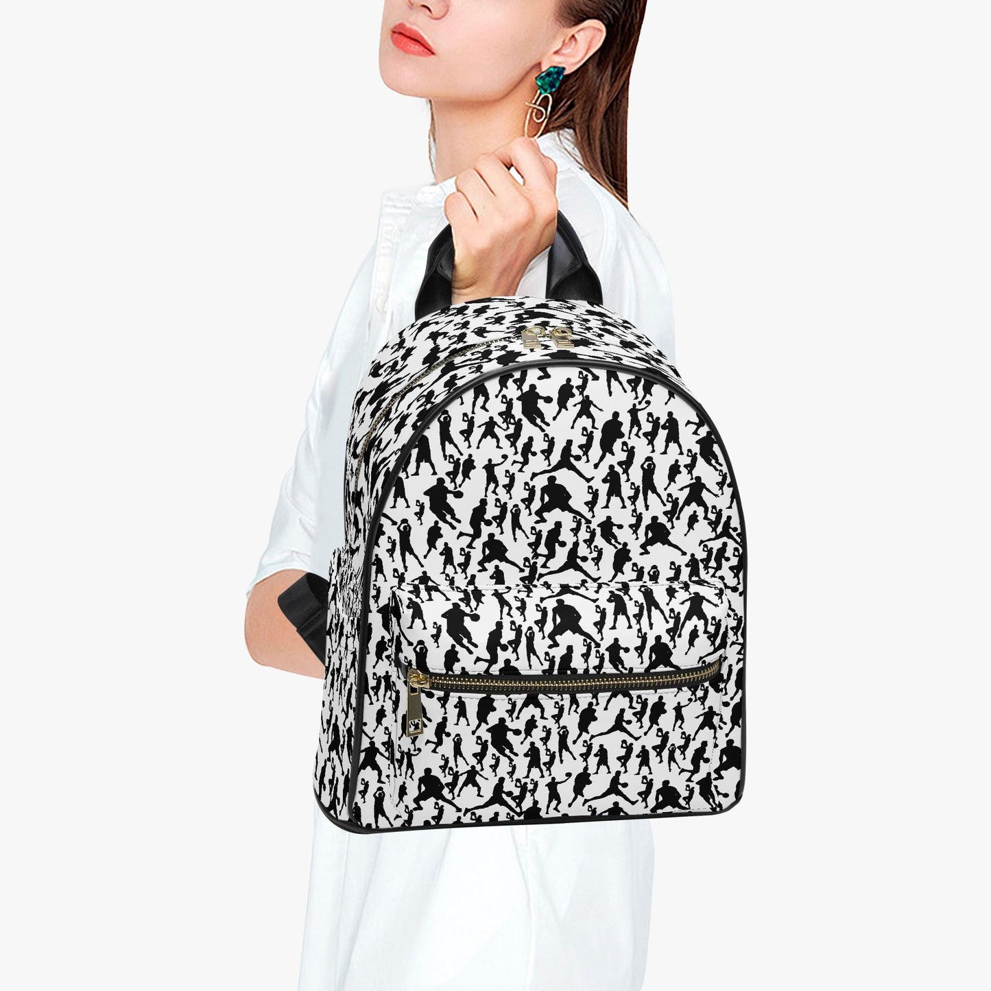 B-Ball Moves All Over Printed PU Backpack