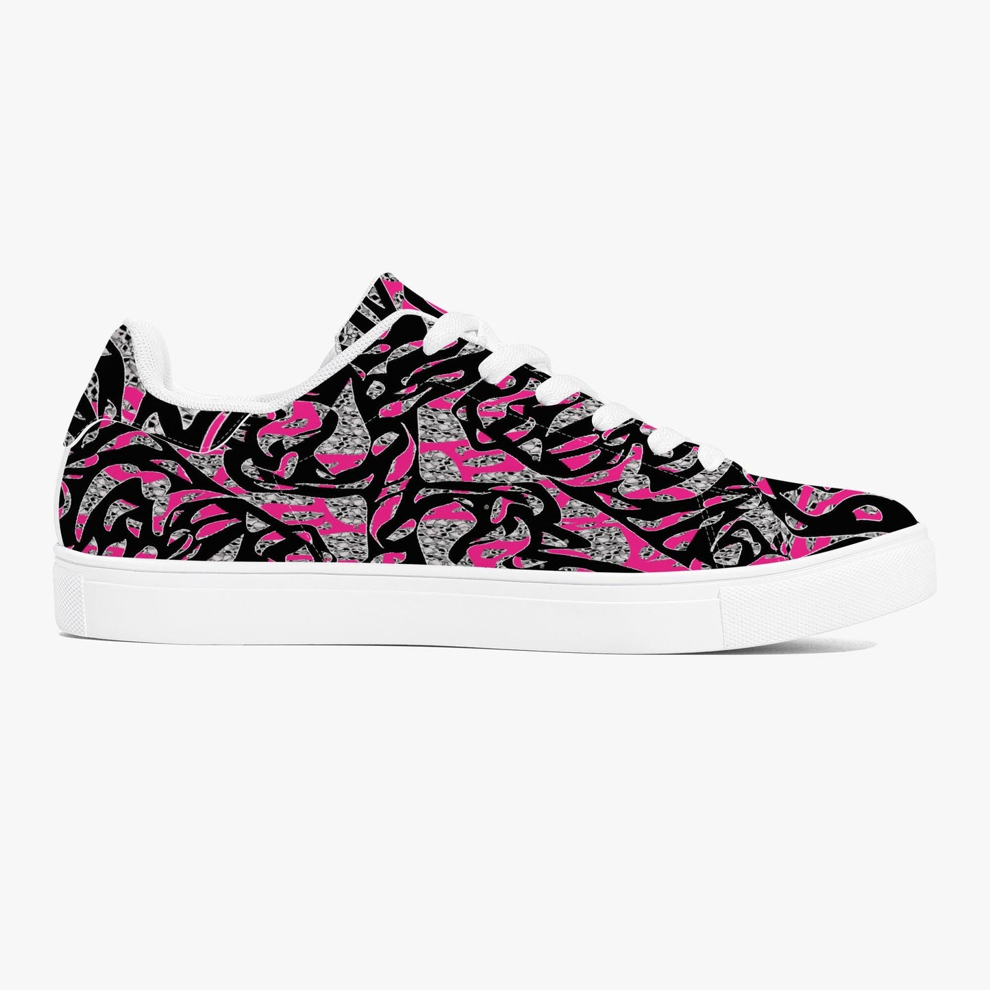 Skullfetti Classic Low-Top Leather Sneakers - White/Black