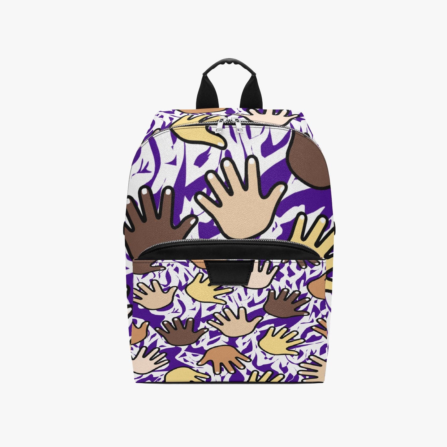 Hands Of Unity Zipper-up Leather Backpack