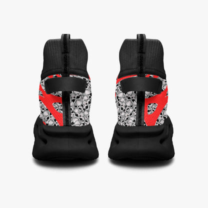 Skulls In Red High-top Bounce Mesh Knit Sneakers