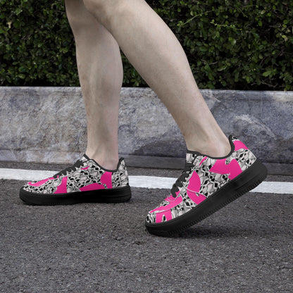 Skulls In Black Low-Top Leather Sports Sneakers - Black Sole