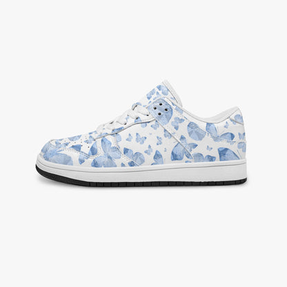 Blue Butterflies in White Dunk Stylish Low-Top Leather Sneakers