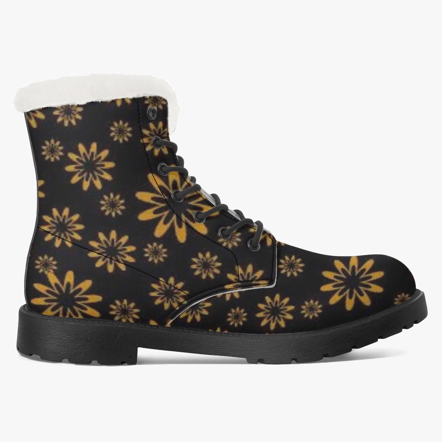 Flower Boomtelyah Faux Fur Leather Boots