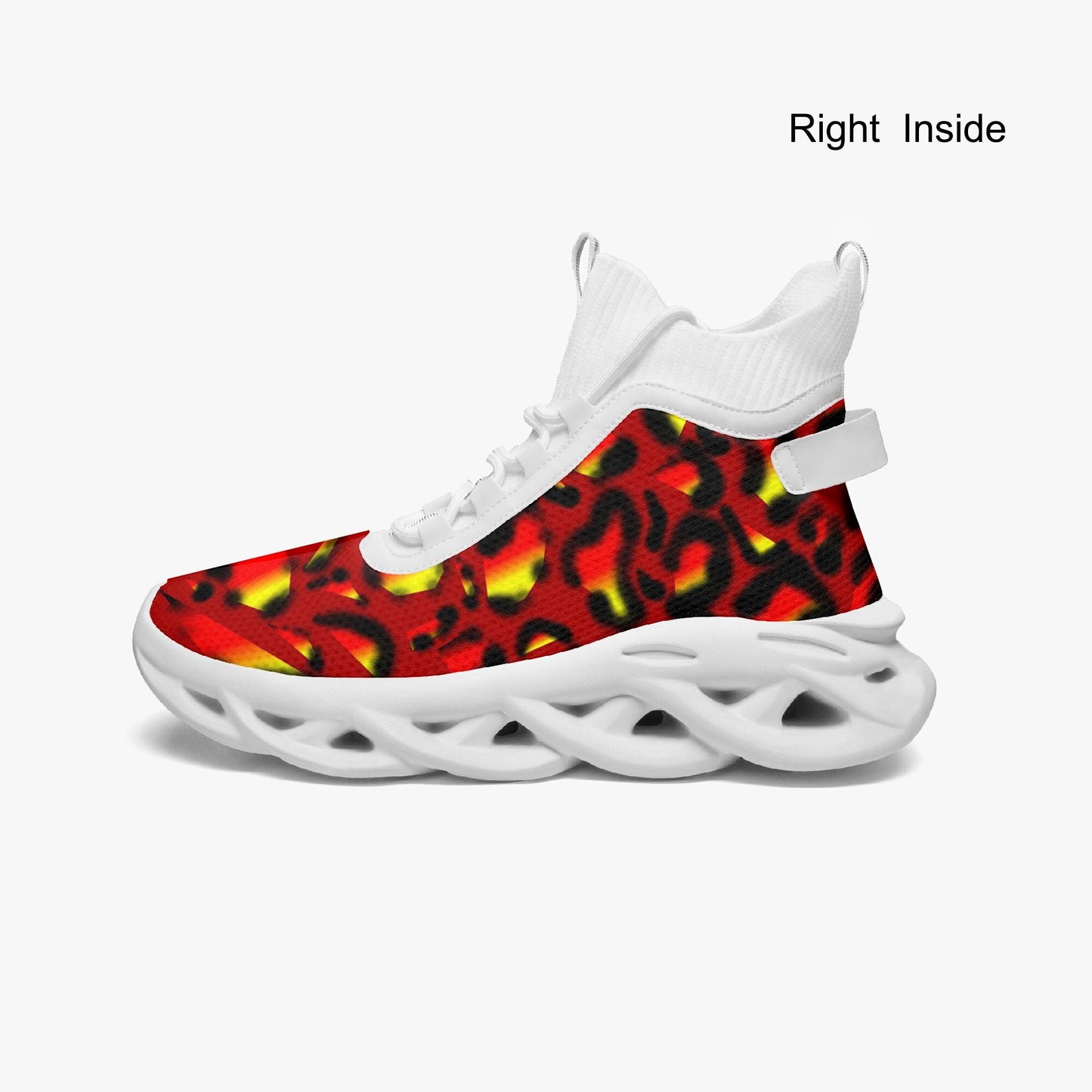 Vibrant Animal Print High-top Bounce Mesh Knit Sneakers