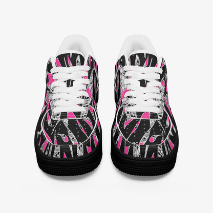 Skullfetti Low-Top Leather Sports Sneakers - Black Sole