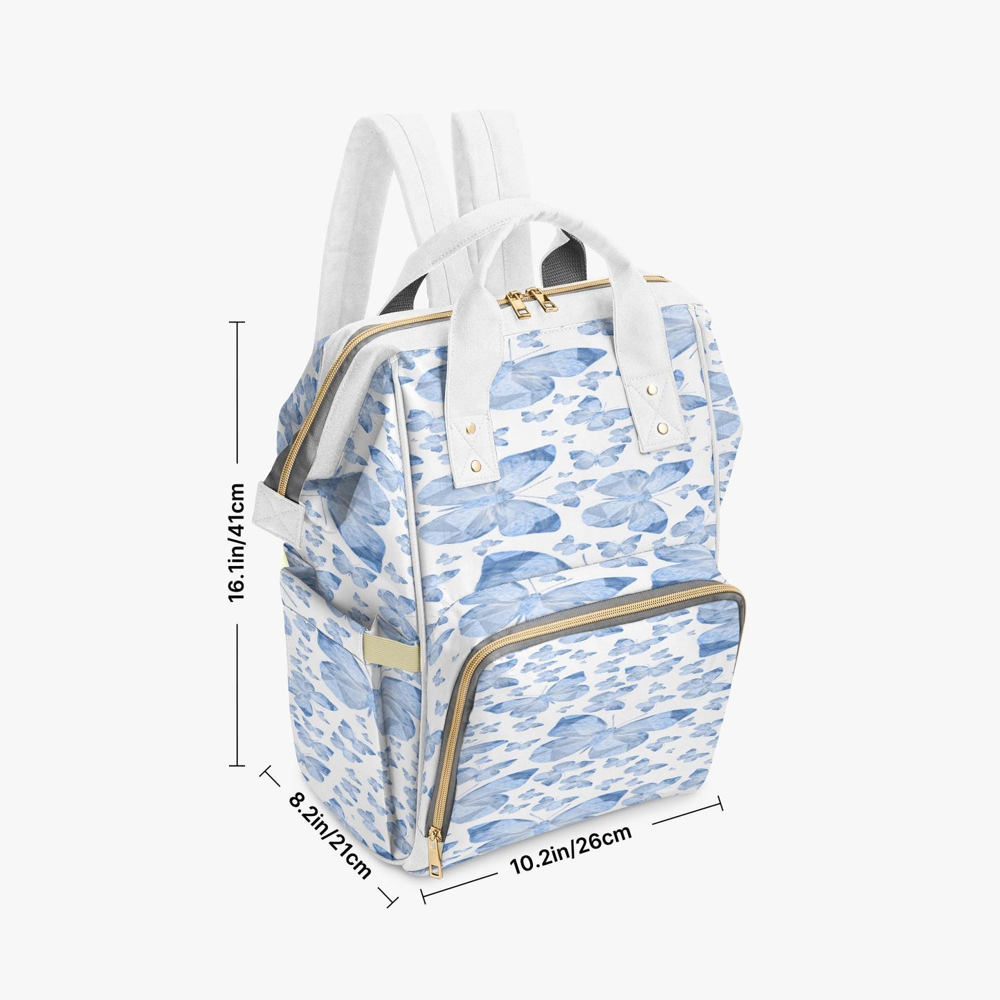 Blue Butterflies In White Baby Momaz Diaper Backpack