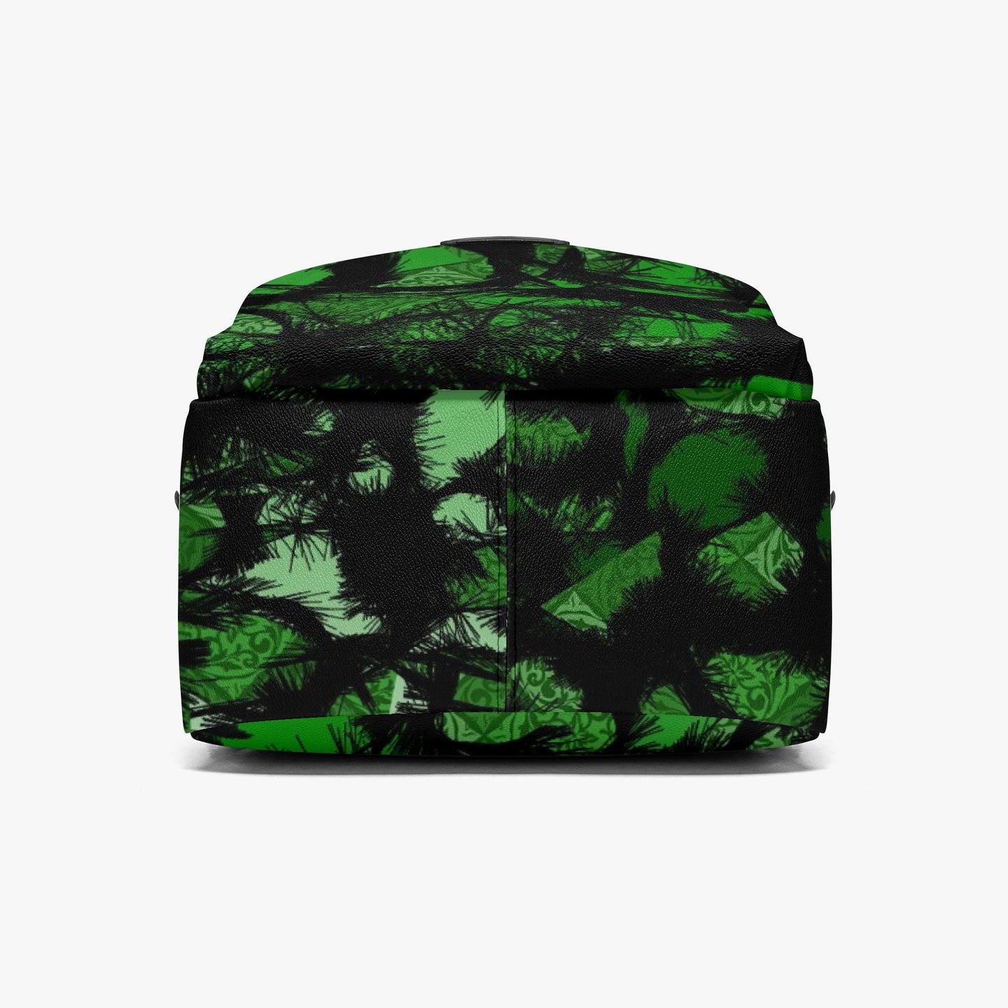 Green Fur Like Zipper-up Leather Backpack