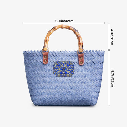 Blue Breeze Woven Basket Bag