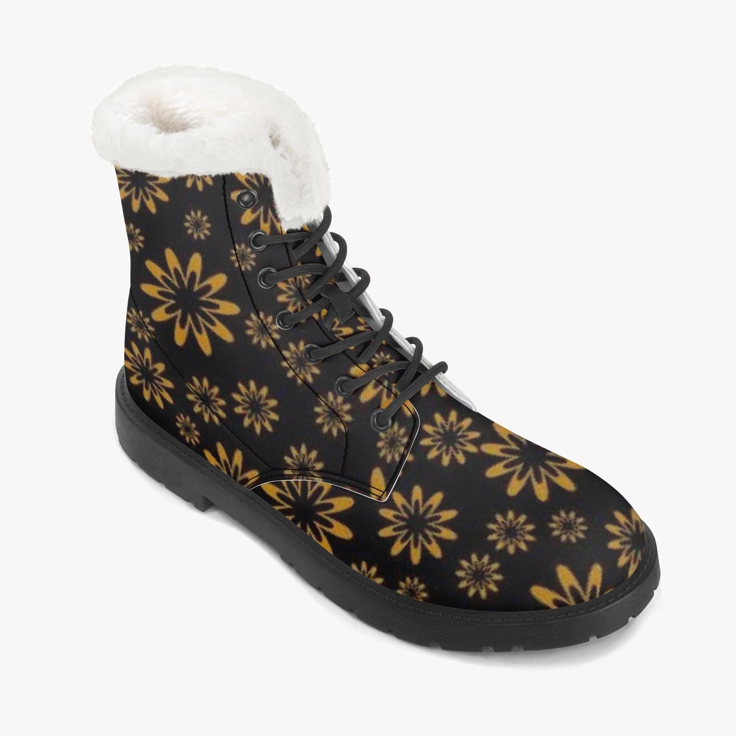 Flower Boomtelyah Faux Fur Leather Boots