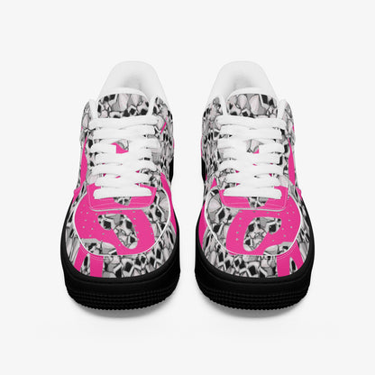 Skulls In Black Low-Top Leather Sports Sneakers - Black Sole